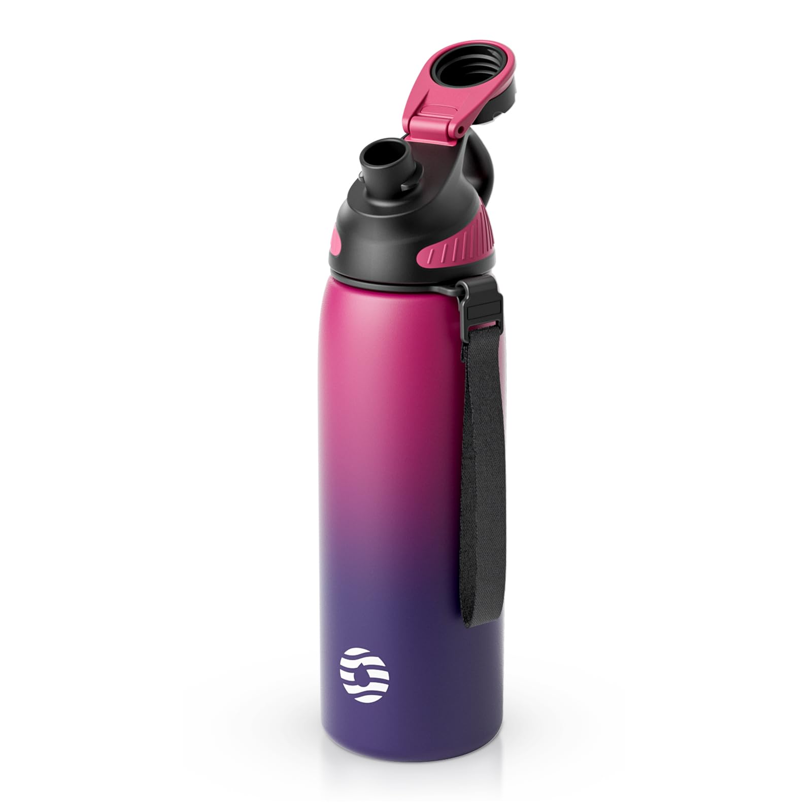 Fjbottle 24oz Stainless Steel Insulated Water Bottle No Straw Spout Lid
