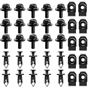 Belleone 35PCS Engine Splash Shield Body Bolts Screws – Fender Bumper Clips Rivets – Splash Shield Hardware Bolts Kit Fit for Nissan 350z 370z Infiniti G35 G37 FX35 FX45