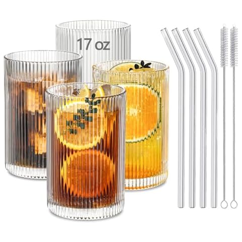 INSETLAN Origami Ribbed Drinking Glasses Set Cover
