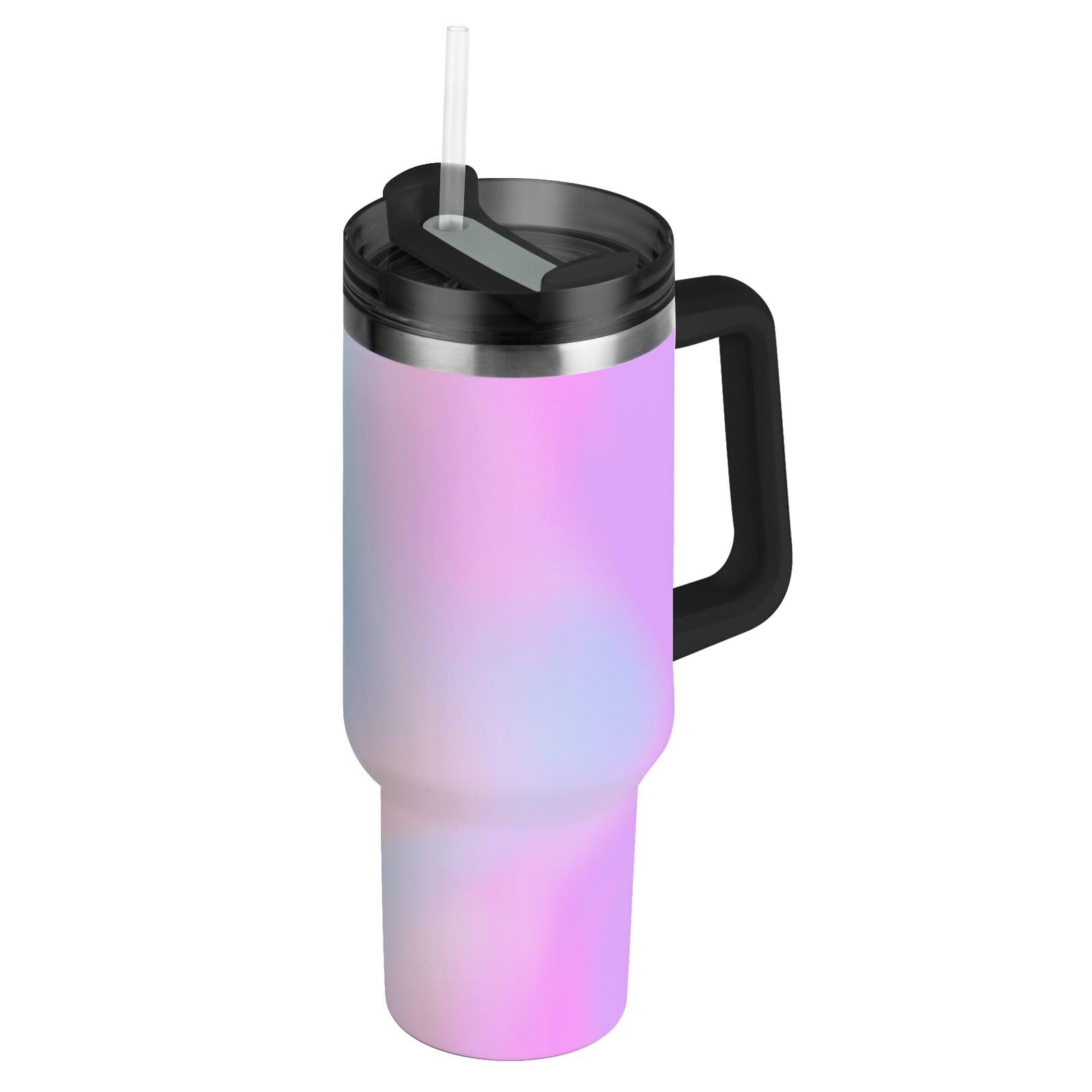 GuoChe Blur Purple Blue Vacuum Reusable Kids Water Bottles with Lid and Straw Thermal Mug for Water Iced