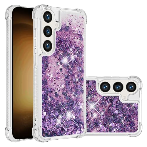 Coque transparente Galaxy S24 FE paillettes violettes YBL Love