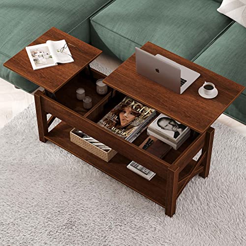 Seventable Coffee Table, Lift Top Coffee Table with Storage Shelf and