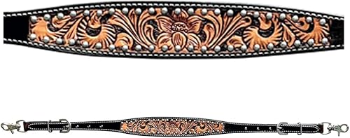 Juego de cabeza y collar de pecho de caballo de cuero occidental genuino de América Occidental