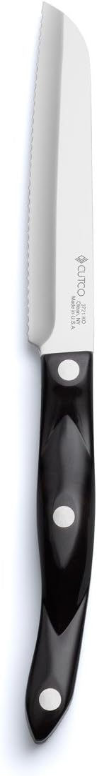 Cutco Cheese 2 piece Knife set. - Cheese Knife (1764) and Santoku Style Trimmer (3721) Classic Dark Brown handles (often called "Black")