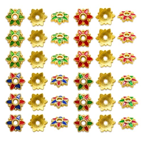 Image of Satra Traders Designeer Meenakari Beads Cap | Size : 7mm | Qty : 50pcs | Red | MK43