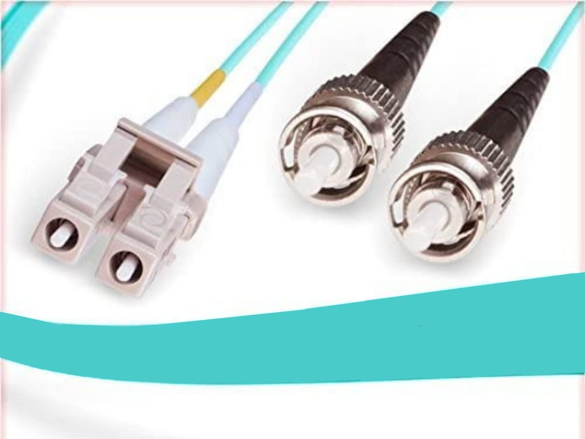 OM4 LC ST Plenum Duplex Fiber Patch Cable 100G 50/125 Multimode - 15 Meter