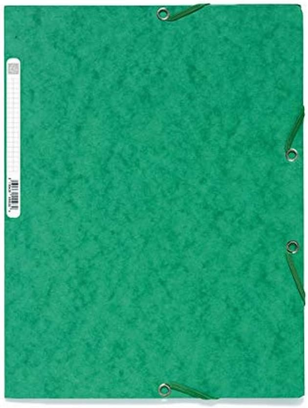 Exacompta Europa Elasticated 3 Flap Folders, 400gsm, A4 - Green, Pack of 25