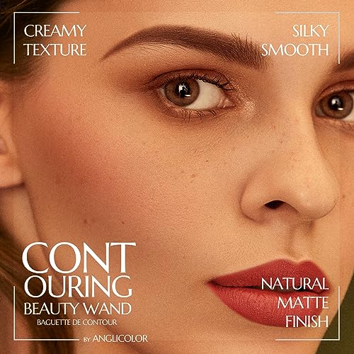 Anglicolor Contour Stick With Cushion Applicator,Cream Bronzer Contour Wand Long Lasting,Liquid Bronzer Contour Smooth Lightweight (03#LIGHT MEDIUM - Image 2