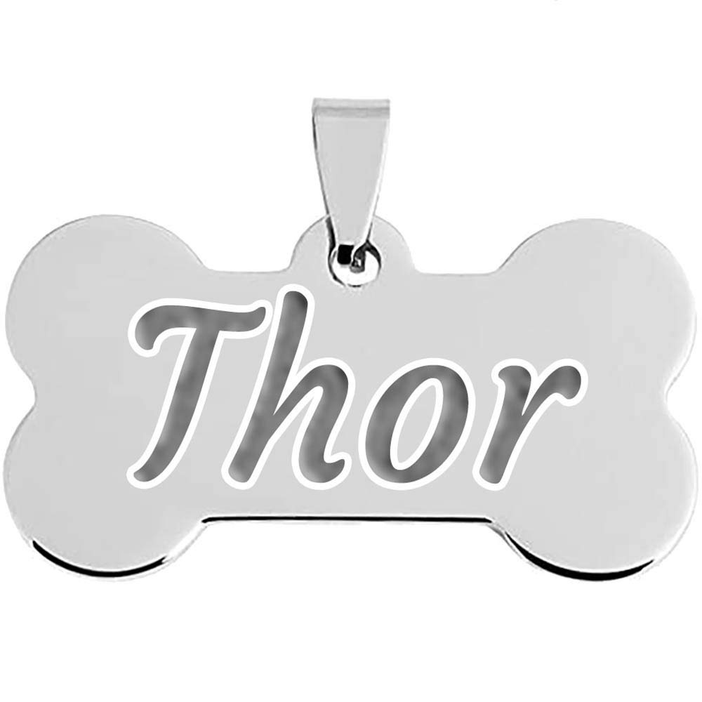 Placa o chapa identificativa hueso, acero, telefono, mascota, perro, gato