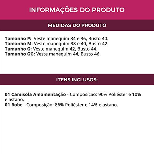 Camisola Amamentação com Robe de Manga 7/8 em Microfibra e Renda - DR202-301