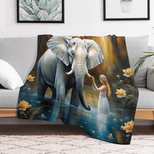 Couverture éléphant plaid polaire 180x200cm idée cadeau douce