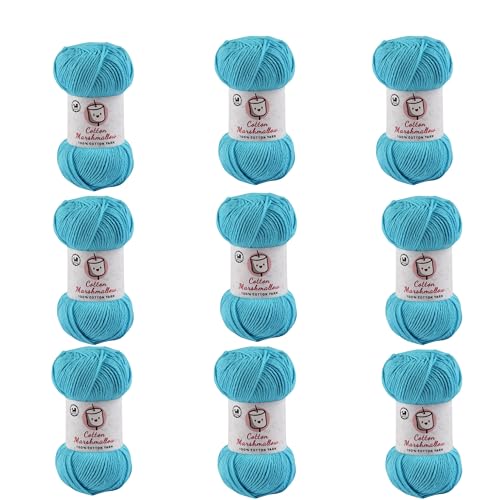 Image of NESTNHAVEN Cotton Marshmallow 100% Cotton Yarn - (50 g, 130 m) - Luxury Yarn for Crochet, Amigurumi, Embroidery, Toys, Garments, Flowers and Hobby Projects (Sky Blue) |