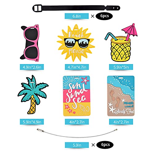 Unique Cute Luggage Tags for Women Men, Travel Suitcase Tags Summer Beach Luggage Tags Series Identify Label with Loop 6Pcs2