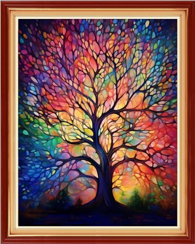 Image of Redxing Stamped Cross Stitch Kits Embroidery kit for Beginners Adults Full Range of Embroidery Patterns Starter Kits DIY Printed Cross Stitch Kits Needlepoint Kits 11CT-Moonlight Tree 16x20 inch