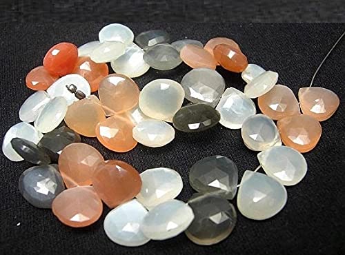 Pierre de lune multi briolette coeur pour créer vos bijoux bohèmes chic du quotidien 11mm