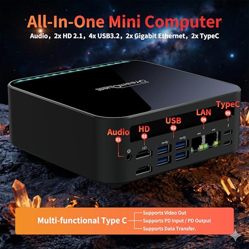 Image of DreamQuest Mini PC Ryzen 5 7430U (6C /12T) 16GB RAM 512GB SSD Mini Desktop Computer,Pre-Installed Pro OS,Triple 4K@60Hz Display,Dual LAN, WiFi 6 /BT 5.3,Small Form Factor PC for Business & Light Gaming