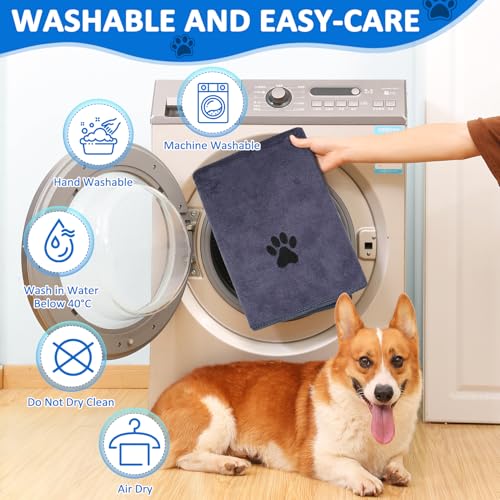 KENPOJO 2 Pièces Serviette pour Chien 100 x 50 CM, Serviette Chien Doux Séchage Rapide Microfibre, Serviete Chien Super Absorbante pour Animaux pour Chats, Chiens ou Autres Animaux – vue 5
