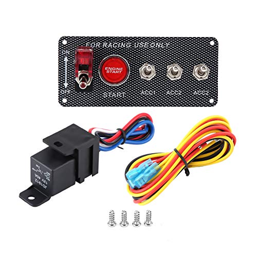 Panneau commutateur d'allumage 12V en fiber de carbone pour modification de voiture