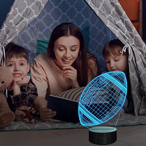 Lampeez Football Gifts Night Light, Kids 3D American Football Night Light Optical Illusion Rugby Lamp With 16 Colors Changing Remote Birthday Xmas Valentine's Day Gift Idea For Sport Fan Boys Girls #TOP4