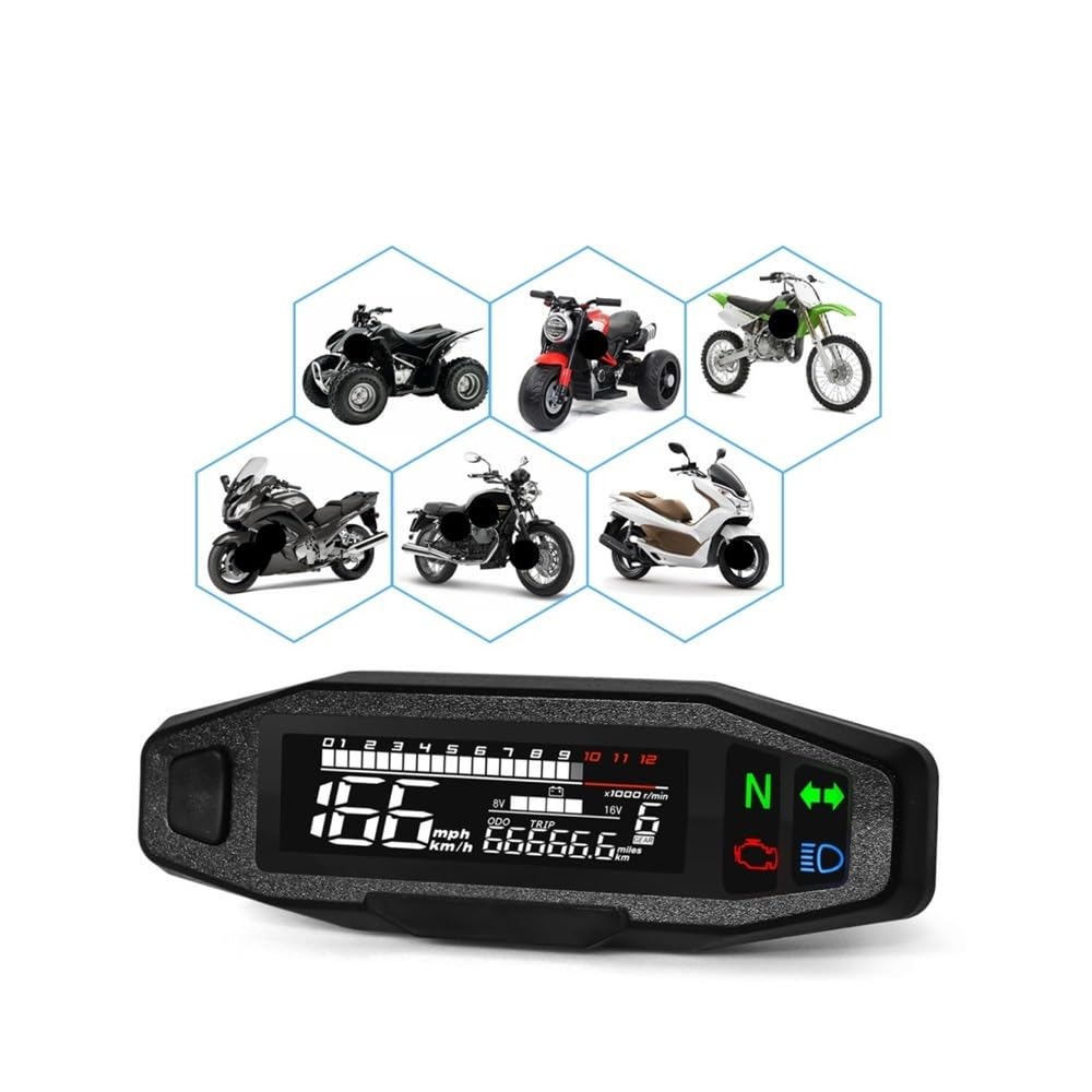 199km/h Medidor de tacómetro para motocicleta Medidor de millas totales digitales universales Odómetro con soporte Luces Acceso al motor Odómetro para motocicleta Medidor de viaje (Gd)