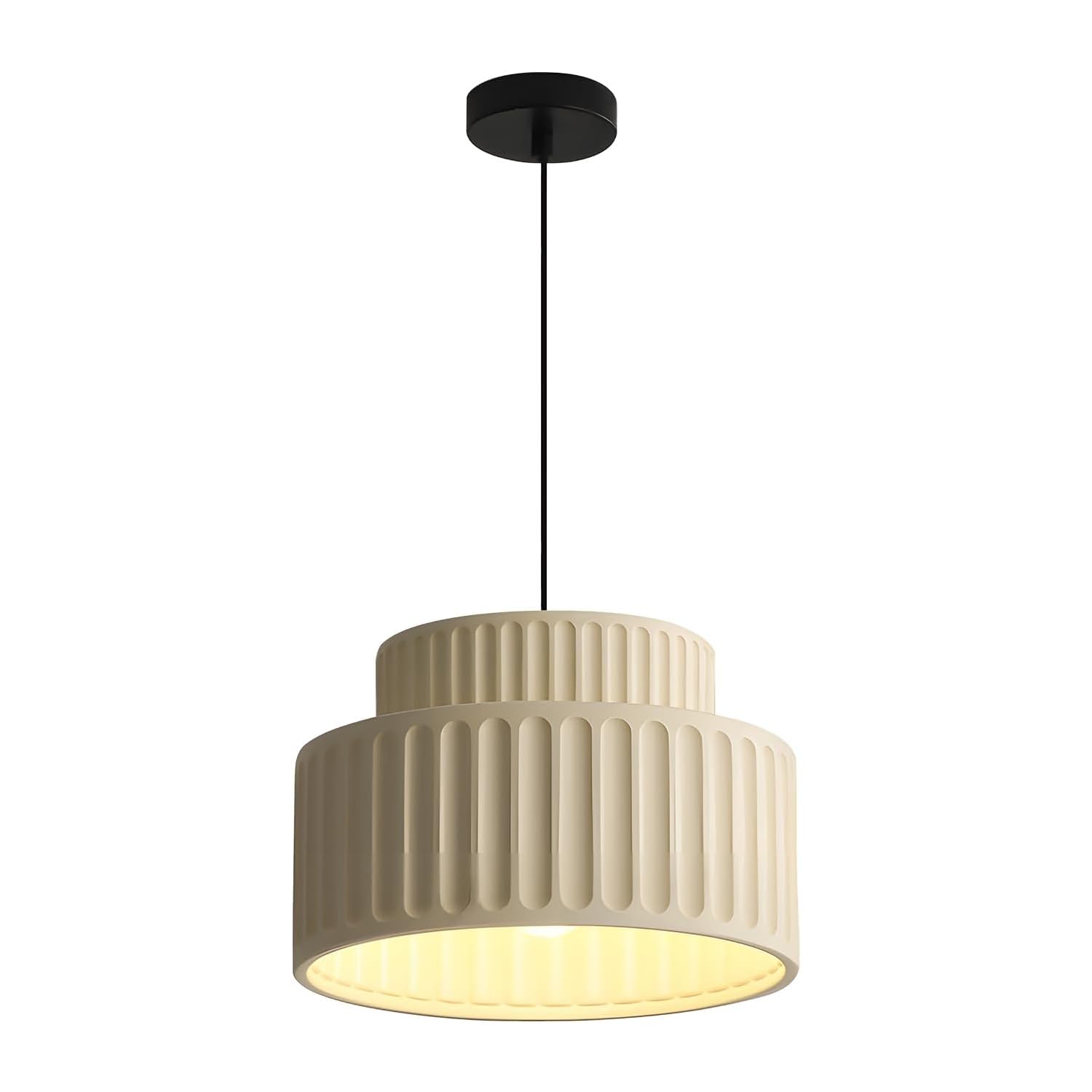 KCO Pendelleuchte Milchweiß Ø23cm für Esszimmer & Kücheninsel, 150cm Höhenverstellbar, E27 Harz Hängelampe Modern