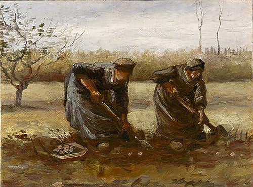 Affiche Toile Deux paysannes creusant des pommes de terre Van Gogh 60x90cm