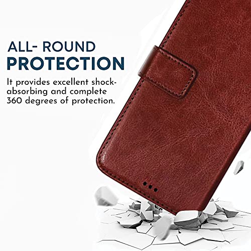 Image of Pinaaki Enterprises Samsung Galaxy M14 5G Flip Case | Premium Leather Finish Flip Cover | with Card Pockets | Wallet Stand |Complete Protection Flip Cover for Samsung Galaxy M14 5G - Brown