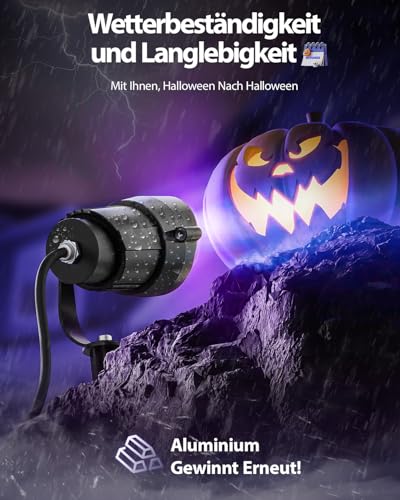 12W Schwarzlichtlampe mit 1.5M Kabel Stecker, Schwarzlicht Strahler Gartenstrahler Wasserdicht, 270° Drehwinkel Schwarzlicht Halloween Strahler für Party, Leuchtreklame, Neonfarben, Garten