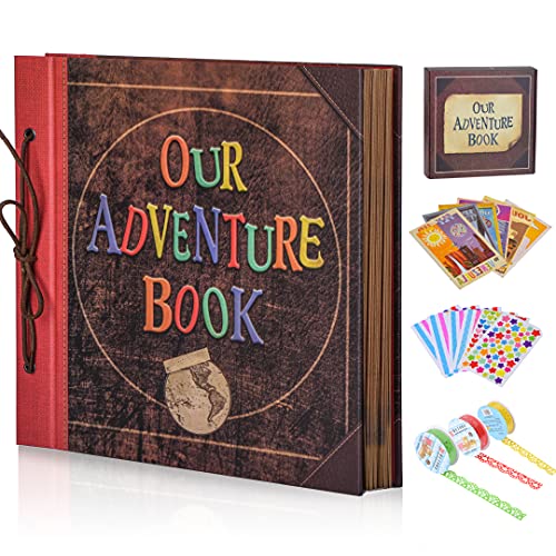 Image of Scrapbook Photo Album, 12x12 Inch Our Adventure Book, 3D Embossed Words Hard Cover Movie Up Travel Album for Anniversary, Wedding, Baby Shower (Scrapbook-Letter)