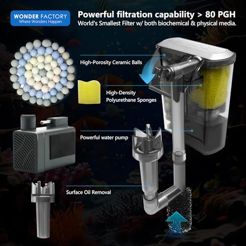 Wonderfactory V1 STANDARD 3 Gallon Fish Tank Aquarium Starter Kit, Including Glass Small Fish Bowl, Heater, Self-Cleaning Filter, Light, Rocks, Gravel, Plants, Cleaning Tool Set.Beginner'S Gift For Betta thumb #2