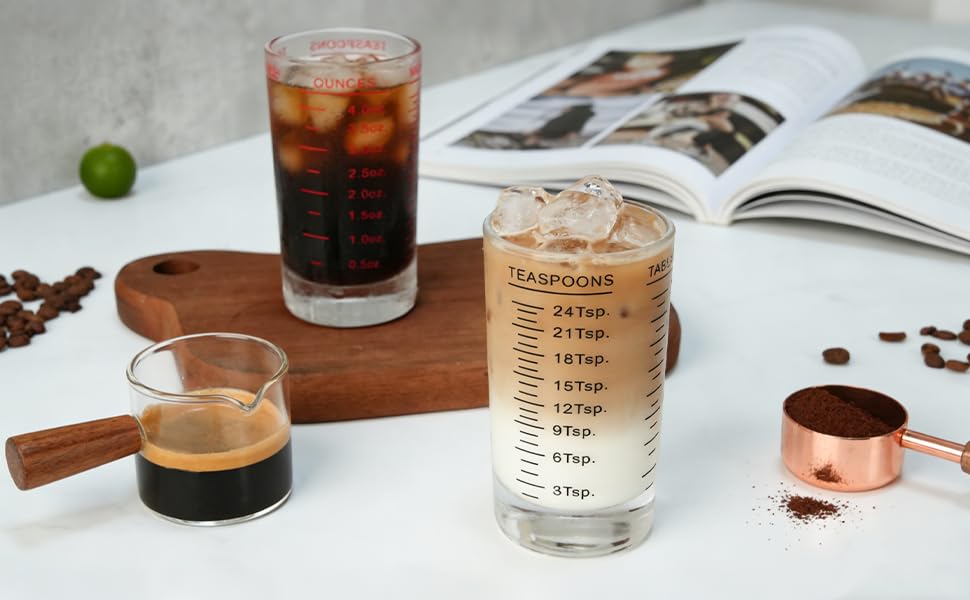 Bicchierino Dosatore In Vetro 30 Ml – Scala In Oz, Tsp, Tbs, Ml – Per Cocktail, Caffè, Liquori, Bianco - 2