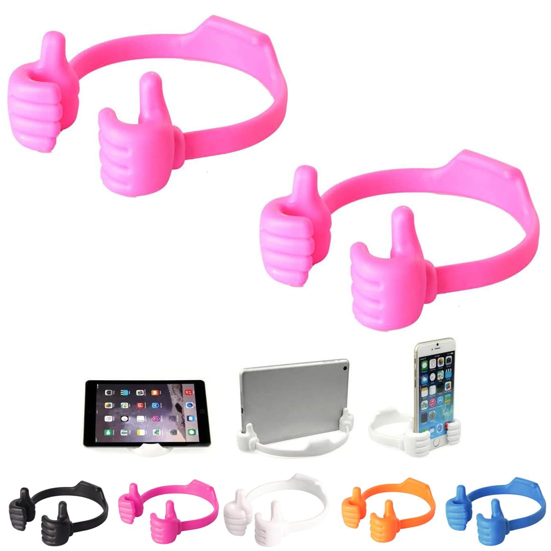 ROGOHPE2 Packs Thumbs Up Lazy Mobile Cell Phone Tablet Holders Portable Fun Lazy Tabletop Thumb Phone Stand Adjustable Phone Stand for Desk Bed Desktop Mount Stand