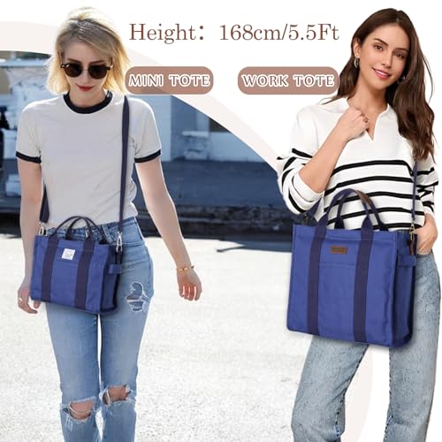 Image of VASCHY Canvas Tote bag, Casual Reusable Work Totes for Women Teachers with Zippers Pockets Crossbody Shoulder Bag Purse