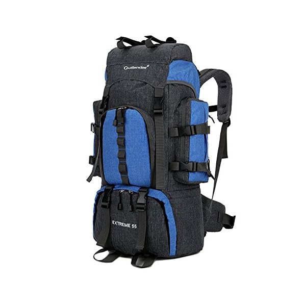 UNISTRENGH 55L Backpack Internal Frame Hiking Backpacking Waterproof Rain Cover Travel Bag for Camping Traveling Mountaineering (Blue)
