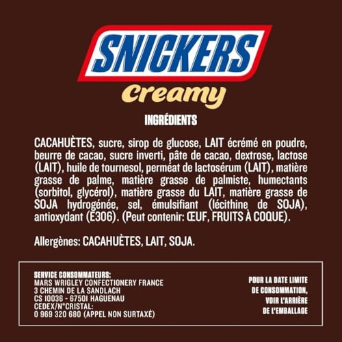Barres Chocolatées Beurre De Cacahuètes Et Caramel Snickers Creamy Les 5 Barres De 36 5g - vue 8