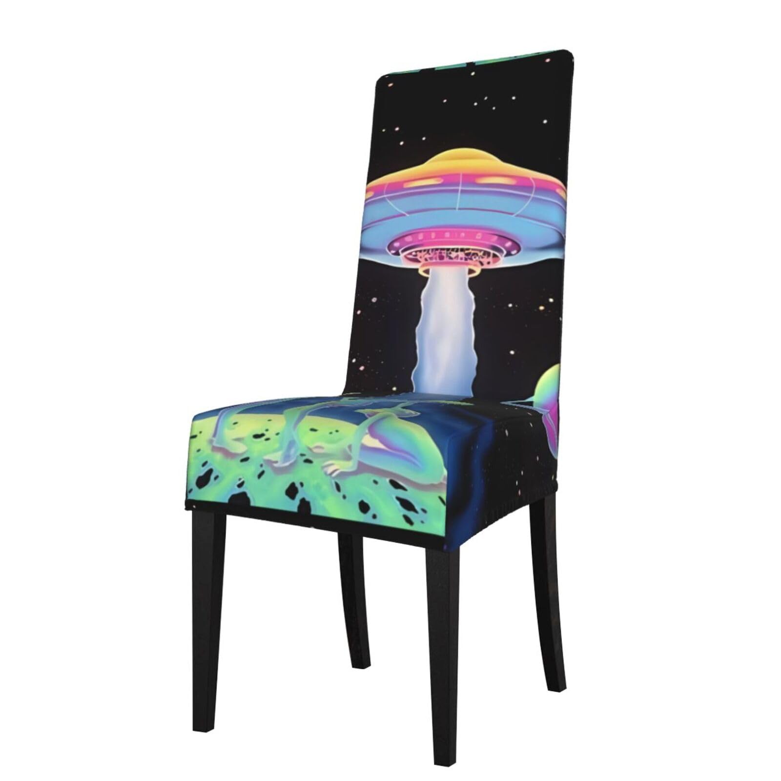 WHJDPP spaceship Prints Protection Cover for Dining Chair - Stretchy Seat Throw Covers, Wrinkle-Free & Easy Care for Hotel, Wedding & Home Dining Chairs