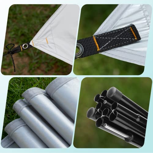 Attoner 12X14Ft Tarp With 2 Poles, Uv Upf50+, Pu3000 Waterproof Camping Tarp, Lightweight Car Awning Sun Shelter For Camping, Hiking And Backpacking Trips #TOP4
