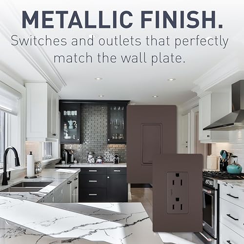 Image of Legrand Radiant TM870DBCC10 15 Amp Rocker Wall Switch, Single Pole Decorator Light Switches, Dark Bronze, 1 Count, (Pack of 10)