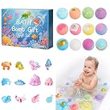 12 Pezzi Bombe Da Bagno Con Bolle, Ingredienti Delicat, sali da bagno rilassanti e schiuma,giocattoli da bagno,Include giocattoli a sorpresa per ragazze e ragazzi per Natale
