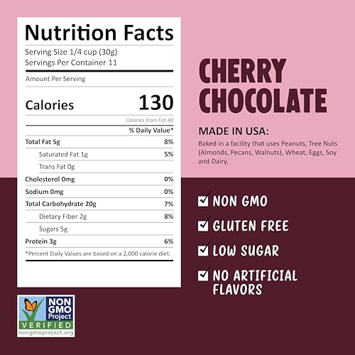 Image of Kellys Four Plus Granola Cereal | Cherry Chocolate Healthy Granola for Yogurt | Hand Made Snacks for Breakfast - 12 oz