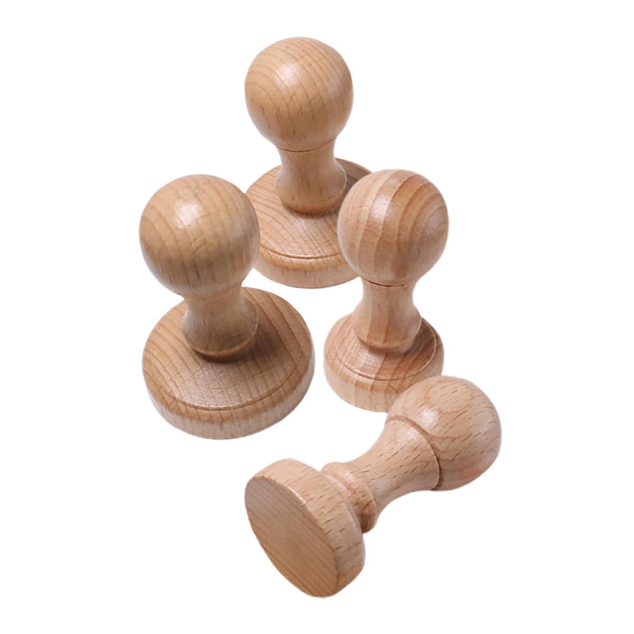 Gogogmee 4pcs Ergonomic Wooden Stamp Handles Comfortable Design for Classroom Antique Stamper Handle Accessories for Creative DIY Projects