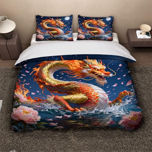 Housse de Couette 220x240 Dragon Impression 3D Haute Définition - 3