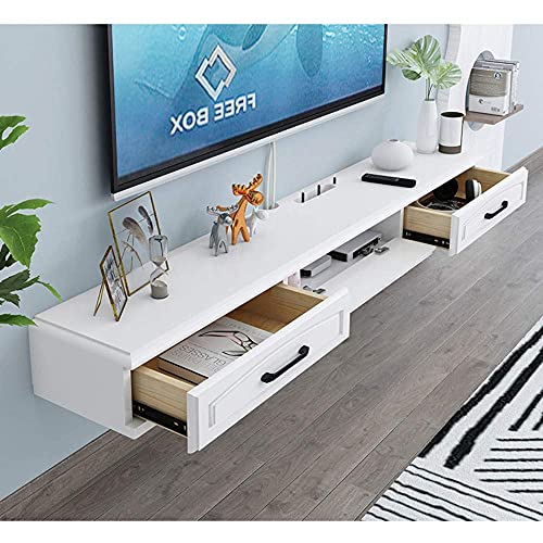 Meuble TV mural blanc pour libérer l'espace au sol de votre salon