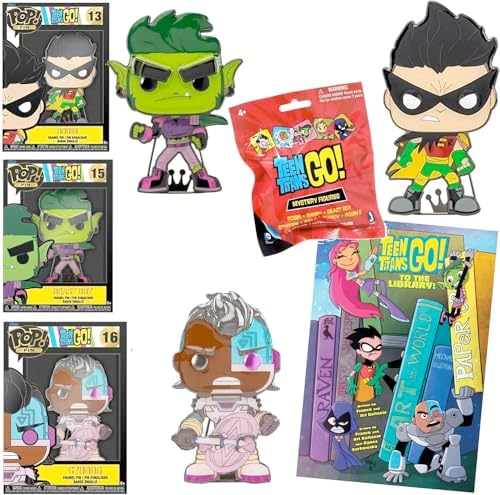 Go! Teen Titans Cartoon Figure Display Pop! Beastboy, Robin, Cyborg with TV Series DC Blind Bag + Comic Book Heroes Character 3 Items image 5