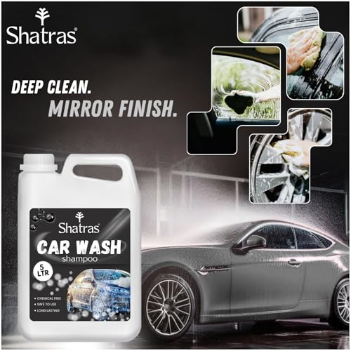 Image of Shatras Car Wash Shampoo - High Foam Car Cleaning Liquid | pH Neutral Formula | Scratch-Free Wash | Deep Cleaning & Extra Shine | Suitable for All Vehicles - 5L (BLACK)