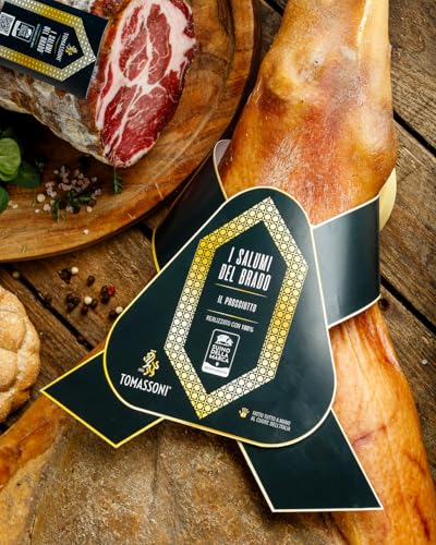 Miniatura 4 de Tomassoni Jamón Crudo Italiano A Base De Cerdo Criado En Semilibertad, Prosciutto Crudo, Sin Gluten Y Sin Lactosa, 100 Italiano, Especialidades Gourmet, Entero Envasado Al Vacío 8,5 Kg