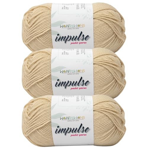 Image of WOAFashions Impulse Hand Knitting & Crochet Yarn, Premium Acrylic, 4 : Medium (Beige) (3x100gms / 3.5oz / 200mtr / 218yds)