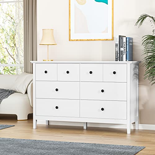 Novamaison White Dresser, 6 Drawer Dresser For Bedroom Wood, Modern Dresser With Metal Knob And Sturdy Frame, Bedroom Dressers With Drawers For Kids Room, Office, Closet, White #TOP1