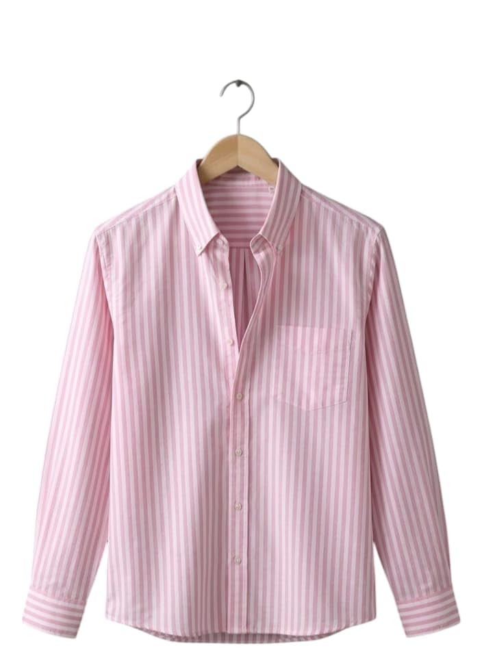 Onyx Wear Men's Pink and White Striped Long Sleeve Shirt - Image 1