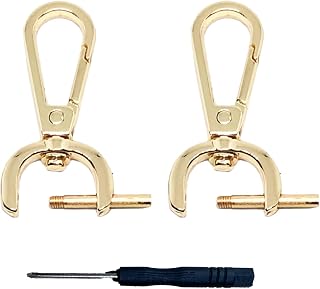 2Pcs Snap Hook Swivel Clasp Set - 1/2 Inch Detachable Carabiner Hooks with Screwdriver - D Ring Keychain Clips - Bag Strap Hardware for Purses, Crossbody Bags, Key Fobs, Pet Collars